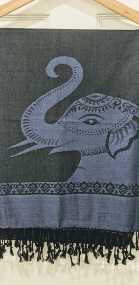 Pashmina/Silk blend Scarf with Fringe - Picture 3 of 7